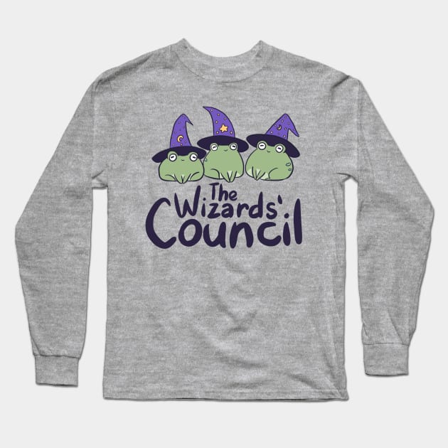 The wizards council a cute wizard frogs wearing a magic hats Long Sleeve T-Shirt by Yarafantasyart